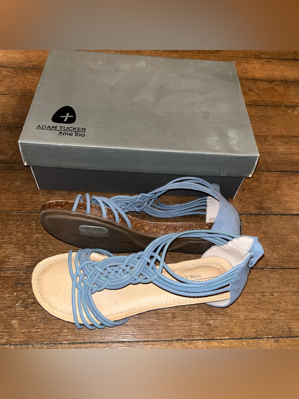 Adam Tucker by Me Too Strappy Braided Blue Sandals Women's Sz 7 M
